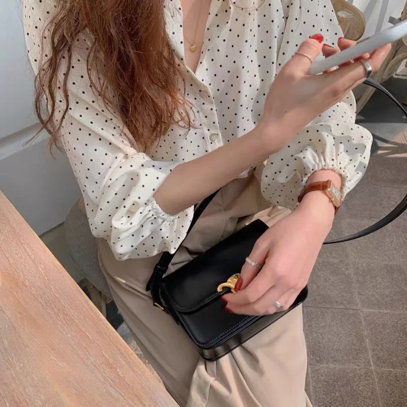 

Long Sleeve Shirts Womens Striped Ruffled Button Down Tops Sweet Feminine Retro French Style Preppy Youth College Elegant
