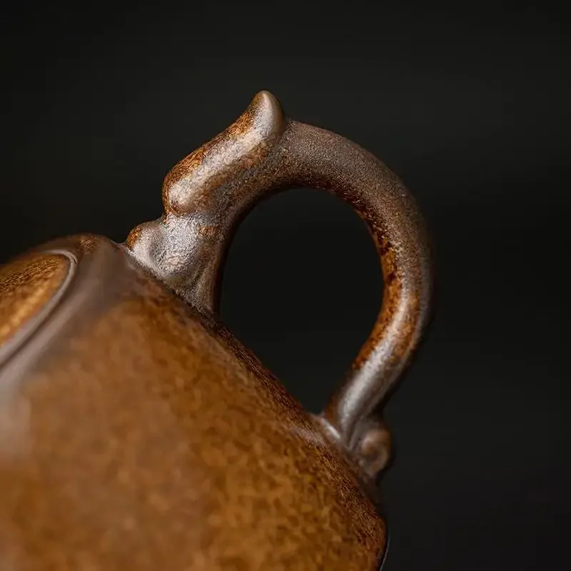 190ML Antique Kiln Change Positive Pot Dragon Handle Pot Filter Hole Ceramic Bubble Teapot Household Teapot Kung Fu Tea Set Gift