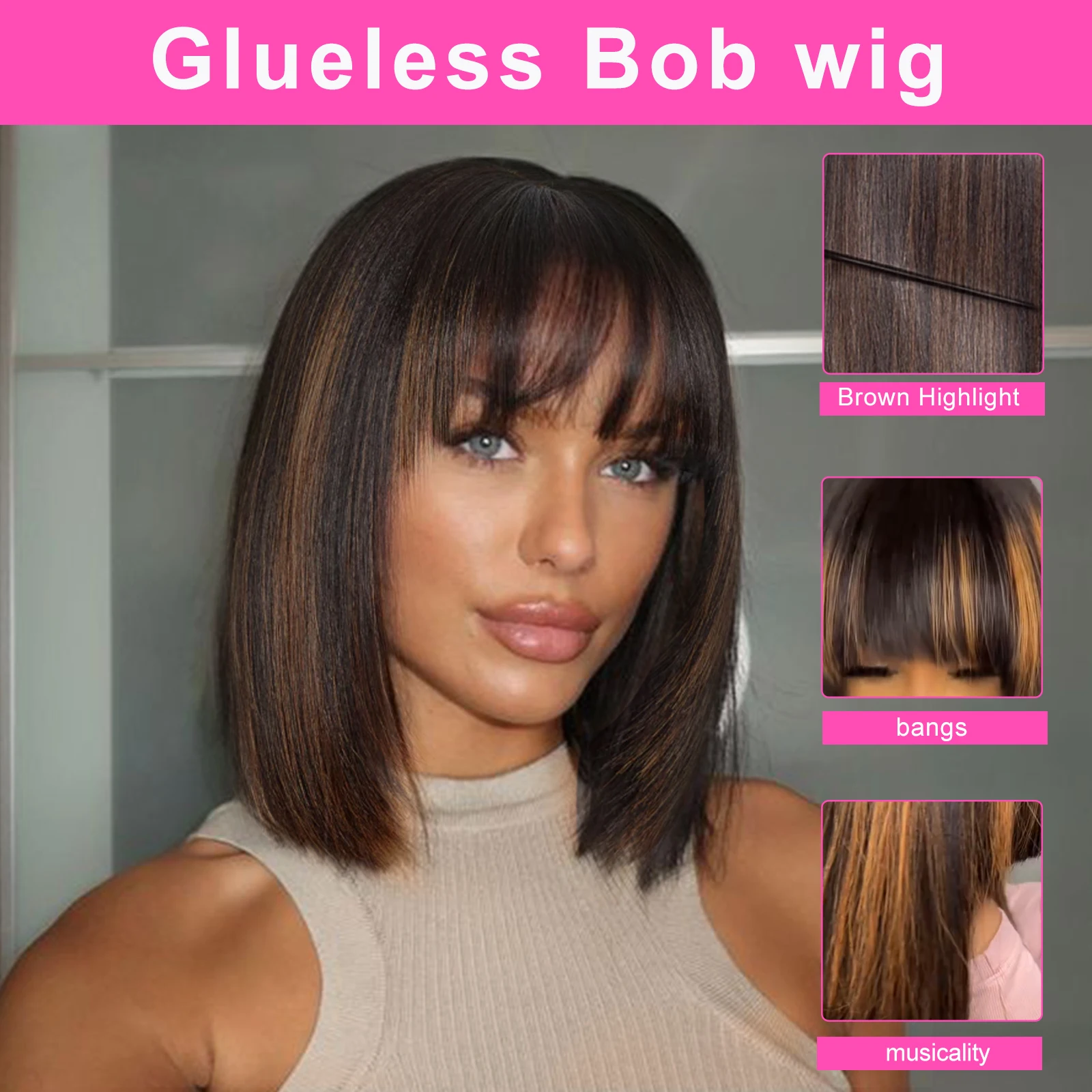 1/30 تسليط الضوء على بوب شعر مستعار شعر الإنسان 2x1 HD الدانتيل الباروكة الأمامية 12 بوصة شعر طبيعي مفرود الباروكات براون شعر مستعار بشري داكن للنساء