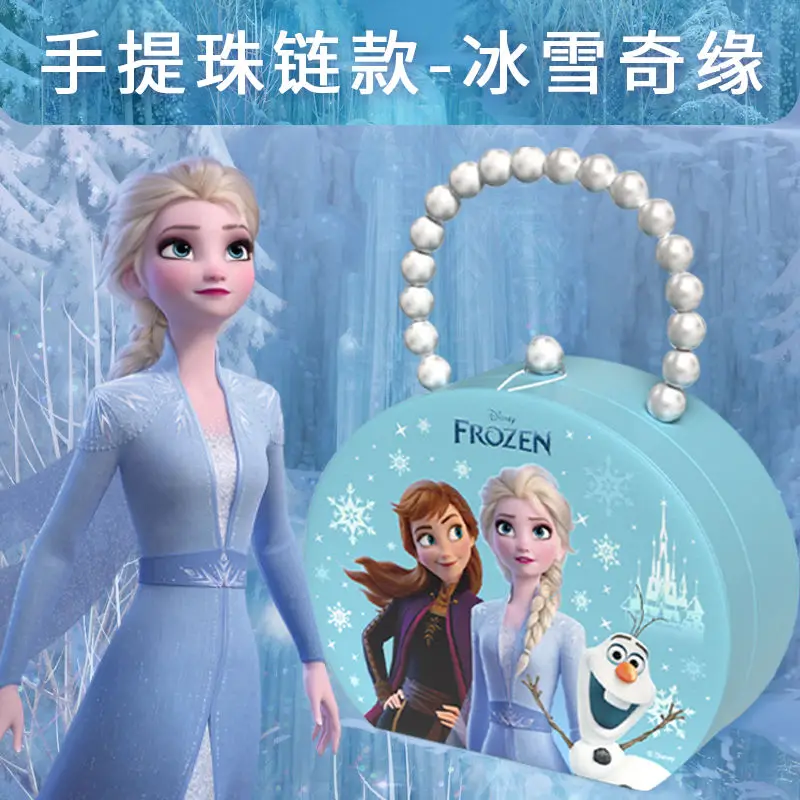 Disney Cartoon Gift Frozen Jewelry Set Princess Elsa  Box Little Girl Toy Pretend Play Fashion Toys Birthday Christmas Gifts