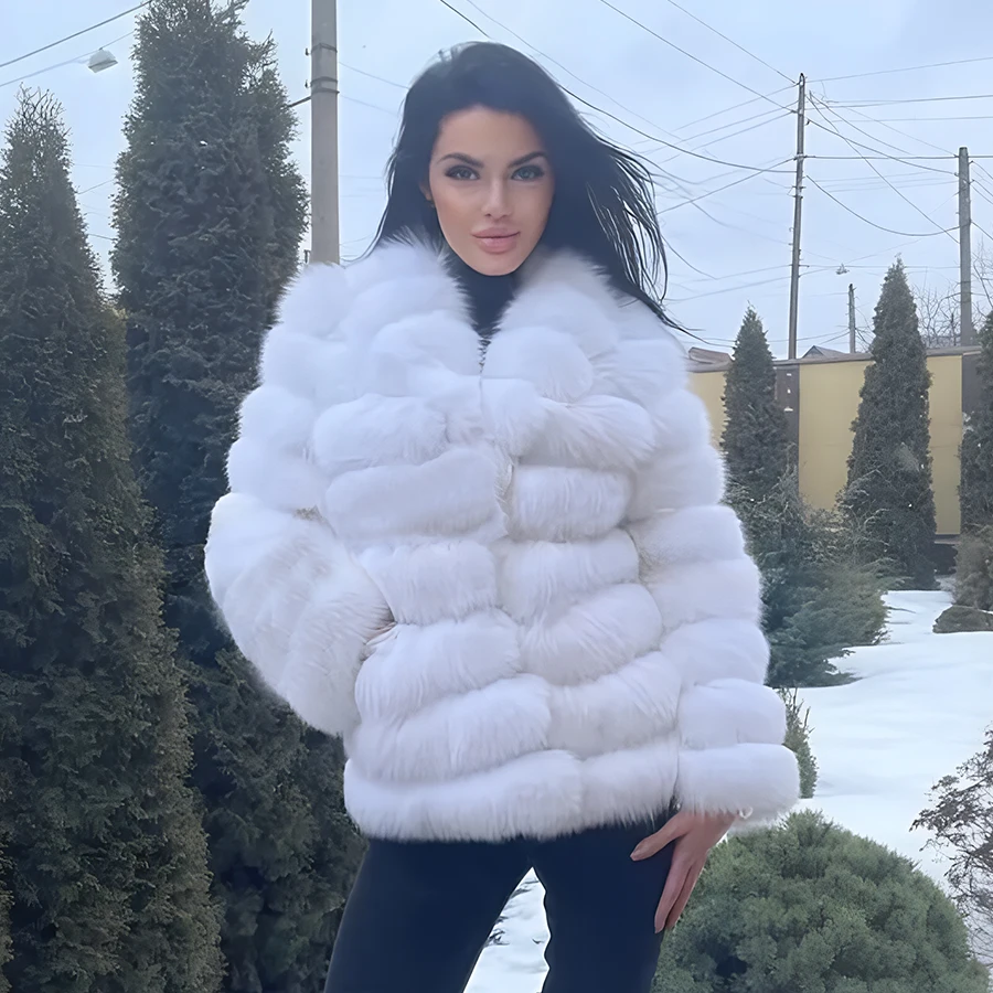 

Natural Fox Fur Coat Women Fox Jacket Woman Fox Fur Jacket White 2024 New Style Outerwears