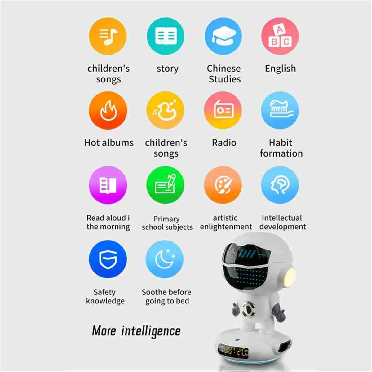 ABJZ M80 AI روبوت الذكية AI المتكلم ساعة تنبيه راديو FM سماعة لاسلكية تعمل بالبلوتوث المتكلم RGB ضوء لصبي فتاة طالب هدية