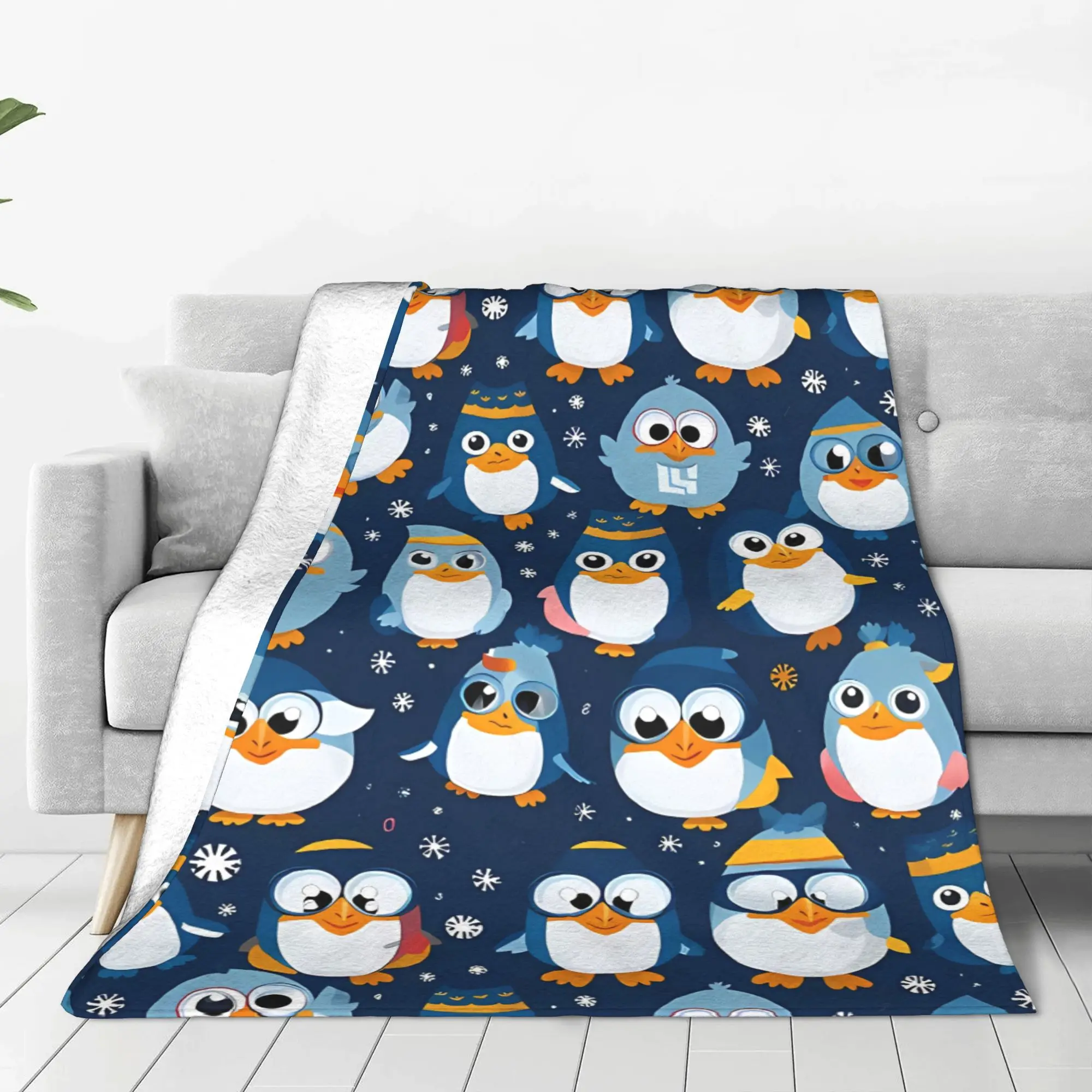 1PC Home Cutecore Playful Adventures  Pattern P-Pororos Blanket Super Cosy Plush Home Living Room Sofa Halloween
