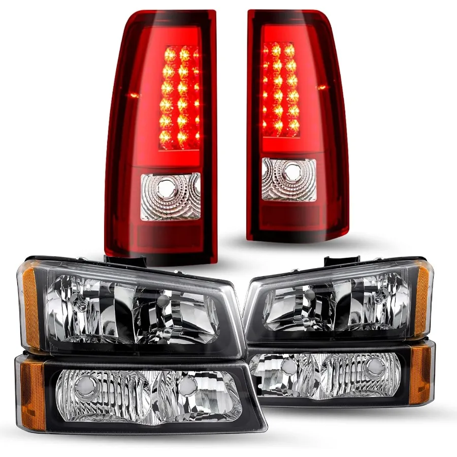 

Headlight LED Tail Light Assembly Fit for 20032006 Chevy Silverado 1500 2500 3500 HD and 03 04 05 06 Avalanche with Bumper Ligh