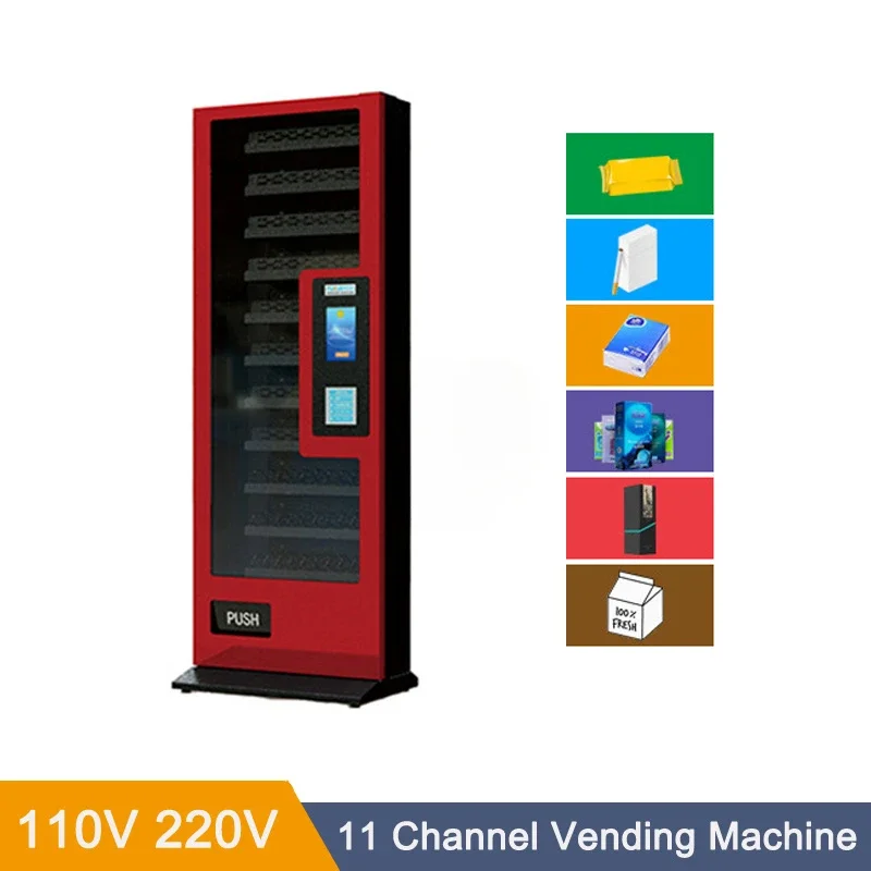 24 Hours Self-service Screw Out  11 Channel Vending Machine for Tissue Cigarette Baseball Smallware Drink and Snack