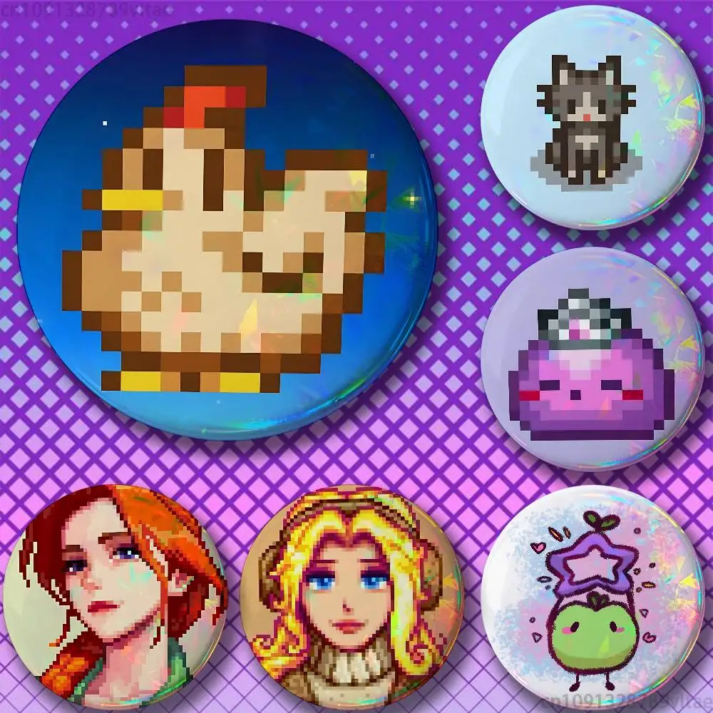 S-Stardew V-Valley Pins 58mm Cute Cartoon Badge Handmade Brooches for Backpack Accessories Jewelry Gifts