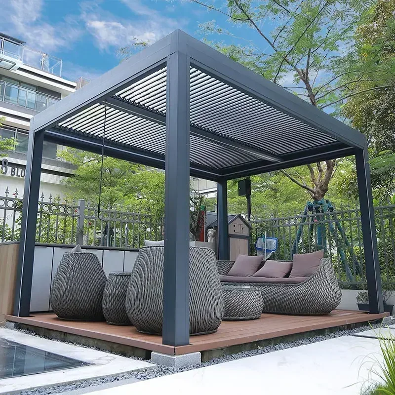 Outdoor pavilion courtyard aluminum alloy awning electric leisure garden  villa outdoor sunshade