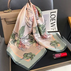 Bloemen Halsdoek 100% Pure Zijde Sjaal Voor Vrouwen Nieuwe Vierkante Sjaal Haar Lint Hoofdband Luxe Merk Stropdas Pols Wrap bandana