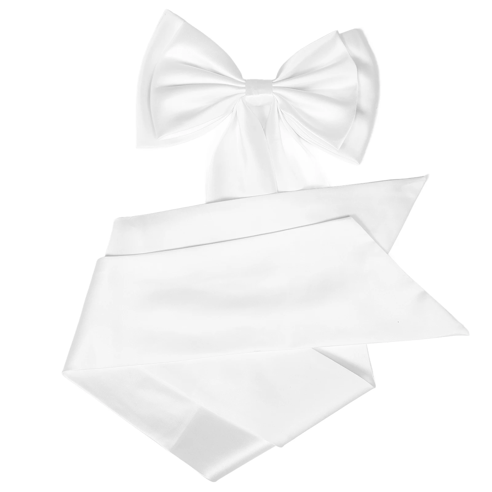 

Wedding Dress Belt Detachable Train Bride Costume White Fabric Dress Bow White Satin Dresses Bridal Gown Accessory