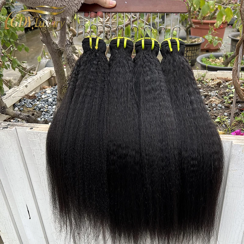 10A Double Drawn Kinky Straight Hair Bundles 100% Human Hair Weave Bundles Vietnamese Raw Hair Yaki Natural Hair ExtensionsThick