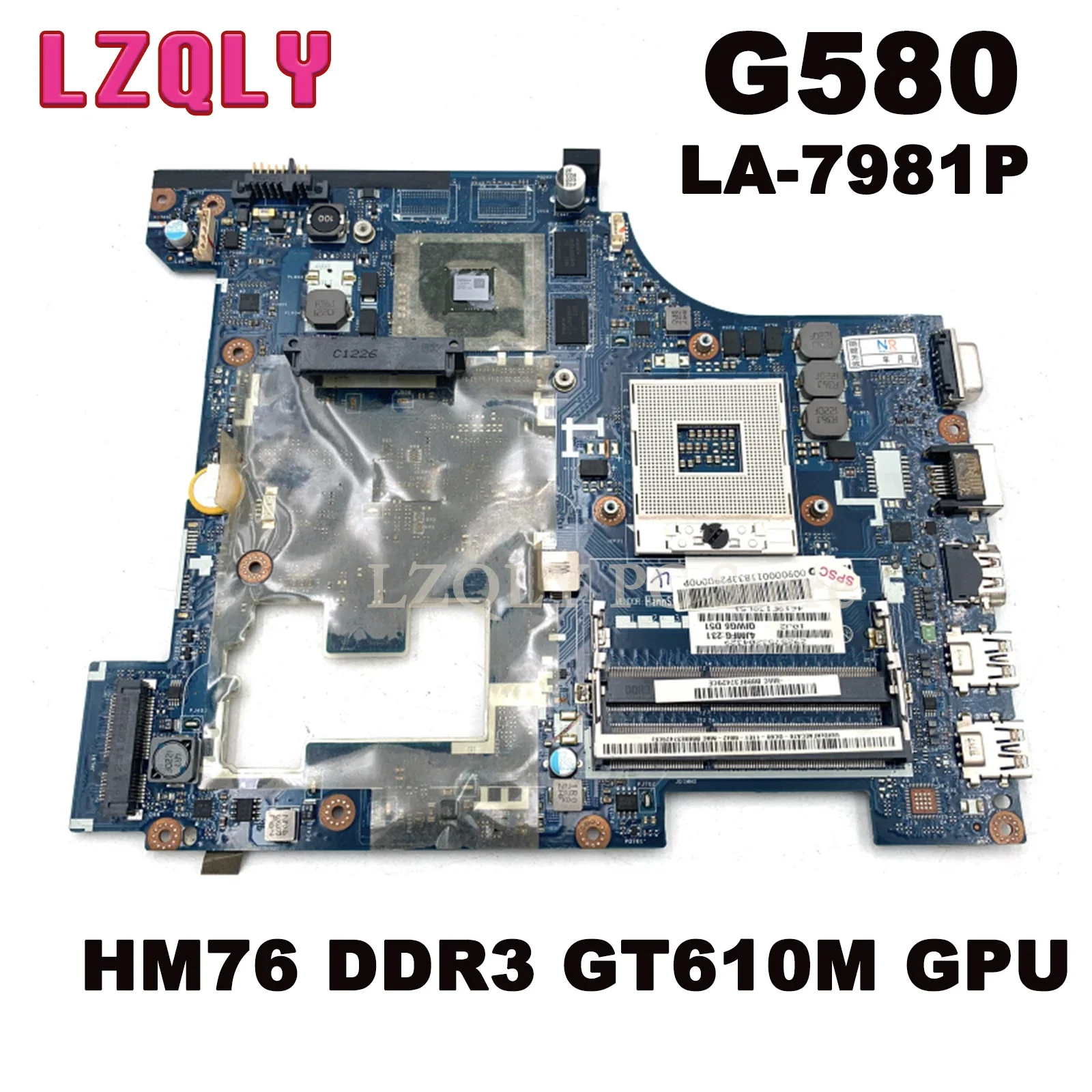 LZQLY For Lenovo G580 QIWG5_G6_G9 LA-7981P Laptop Motherboard HM76 DDR3 GT610M GPU MAIN BOARD Full Test