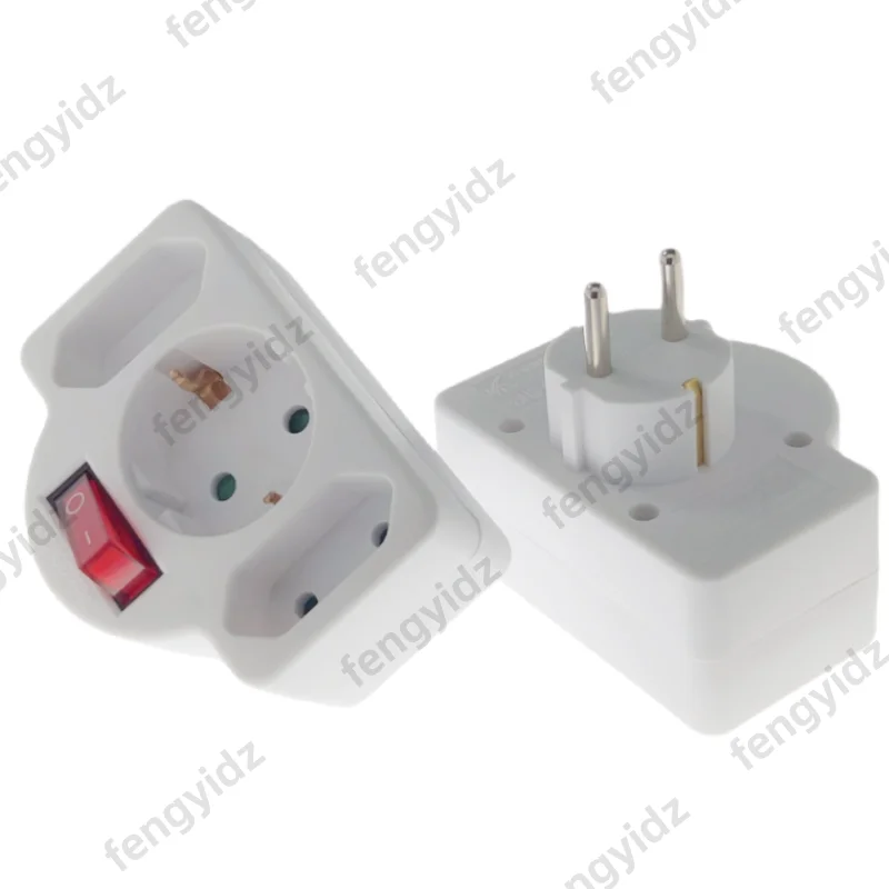 EU-Steckdose mit EIN/AUS-Schalter, 16 A, 250 V, 4,8 mm, 2-polig, europäischer Standard, Erweiterungssteckdose, Stromverlängerungsstecker-Konverter