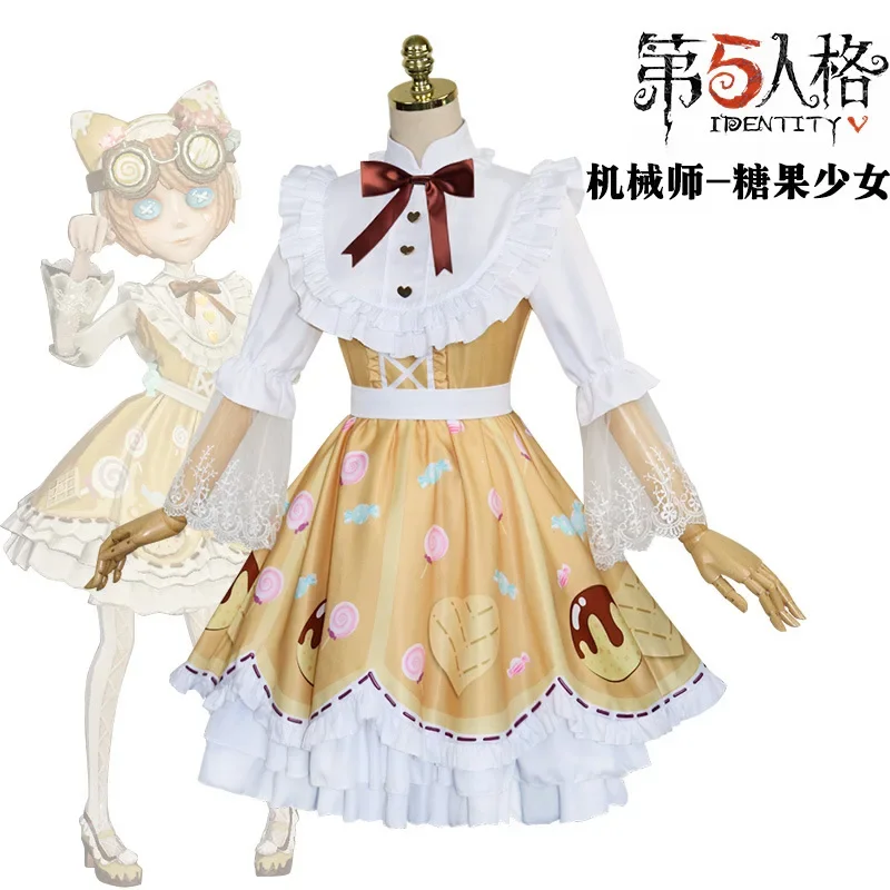 Anime identidade v maquinista tracy reznik cosplay traje doce menina lolita vestido óculos adorável uniforme carnaval para menina ms53563