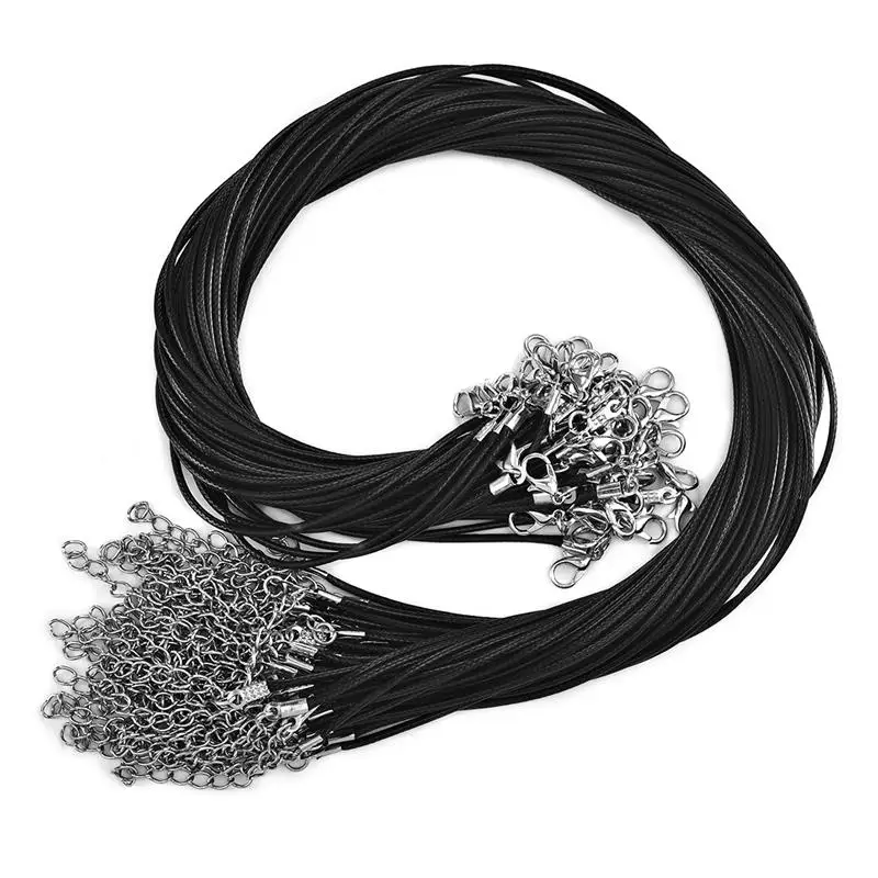 50 Pçs/lote 1.5/2mm Colar Cordão de Couro Com Fecho Da Lagosta Wax Rope Cadeia Para Colares DIY Cabo de Cera Pingente Resultados Da Jóia