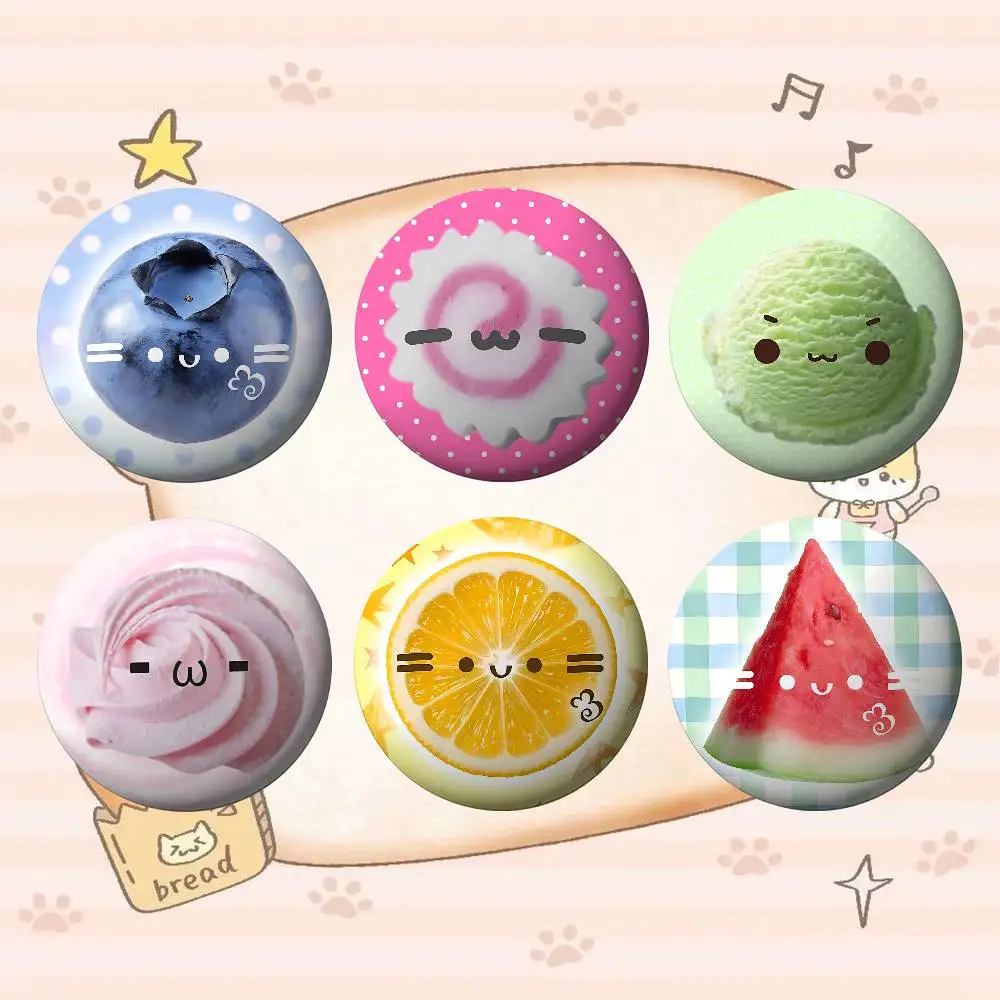 

Cute Food Brooches Stylish Ornament Pins Exquisite Round Badge Bag Accessories Jewelry Gifts