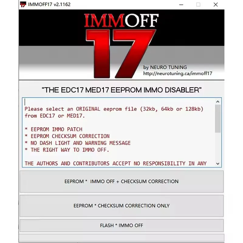 IMMO OFF 17 IMMOFF17 ソフトウェアアクティベートバージョン EDC17 MED 17 Immo Off Ecu EEPROM IMMO パッチチェックサム修正から IMMO OFF フラッシュ