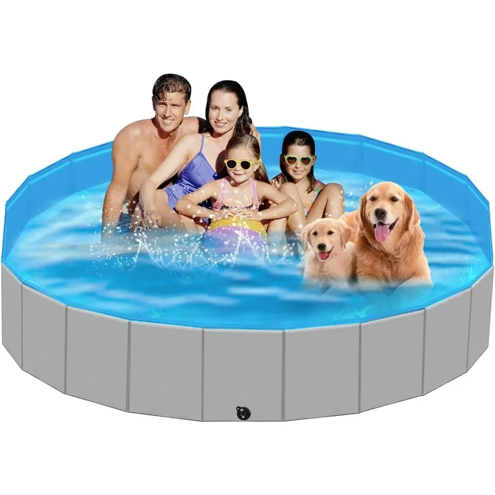 

Extra Large Foldable Dog Pools for Large Dogs Heavy Duty,97"x16" Swimming Pool,Hard Plastic Kiddie Pool for Pets Dogs & Kids