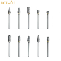 KATWAY 10pcs Tungsten Steel Carbide Burr Set Double Cut Rotary File Milling Cutter Heads for Woodworking Grinding HH-AA53