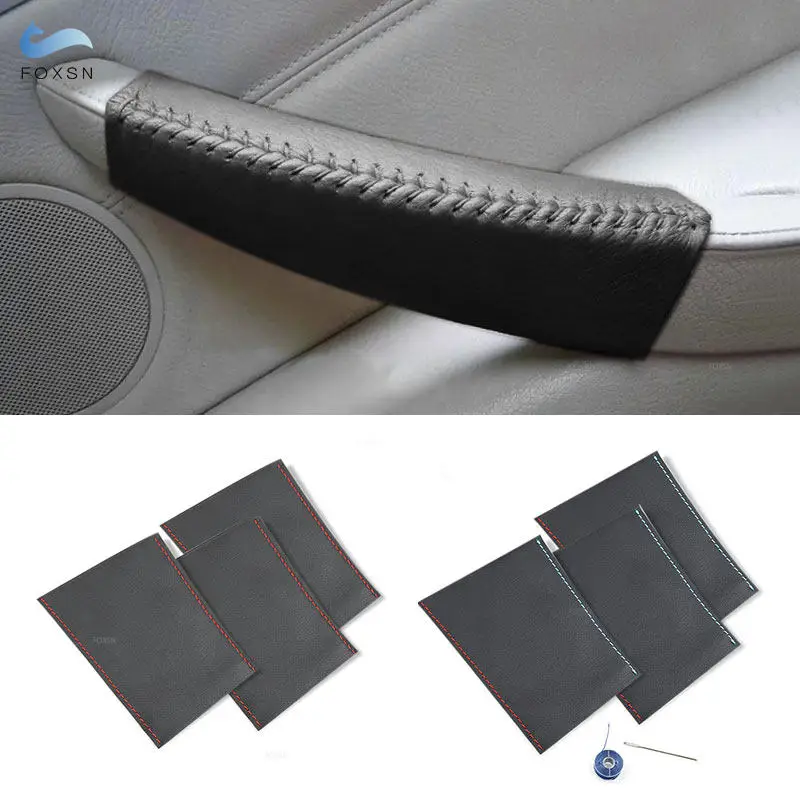 For BMW X5 E70 X6 E71 2007 2008 2009 2010 2011 2012 2013 Hand Stitched Car Inner Door Pull Handle Microfiber Leather Cover Trim