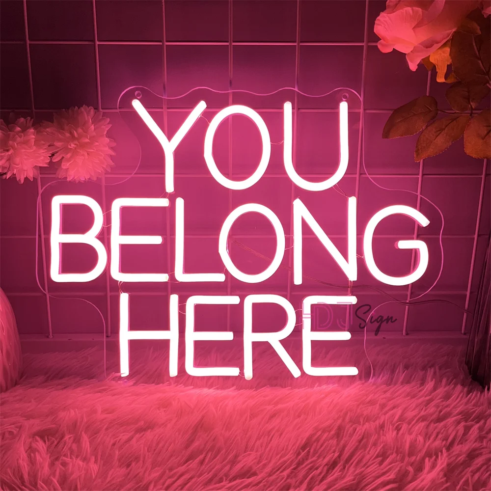 

You belone here Neon Led Signs Coffee Bar Bedroom Home Decoration Neon Lights USB Cafe Party Room Wall Decor Neon LED Signs