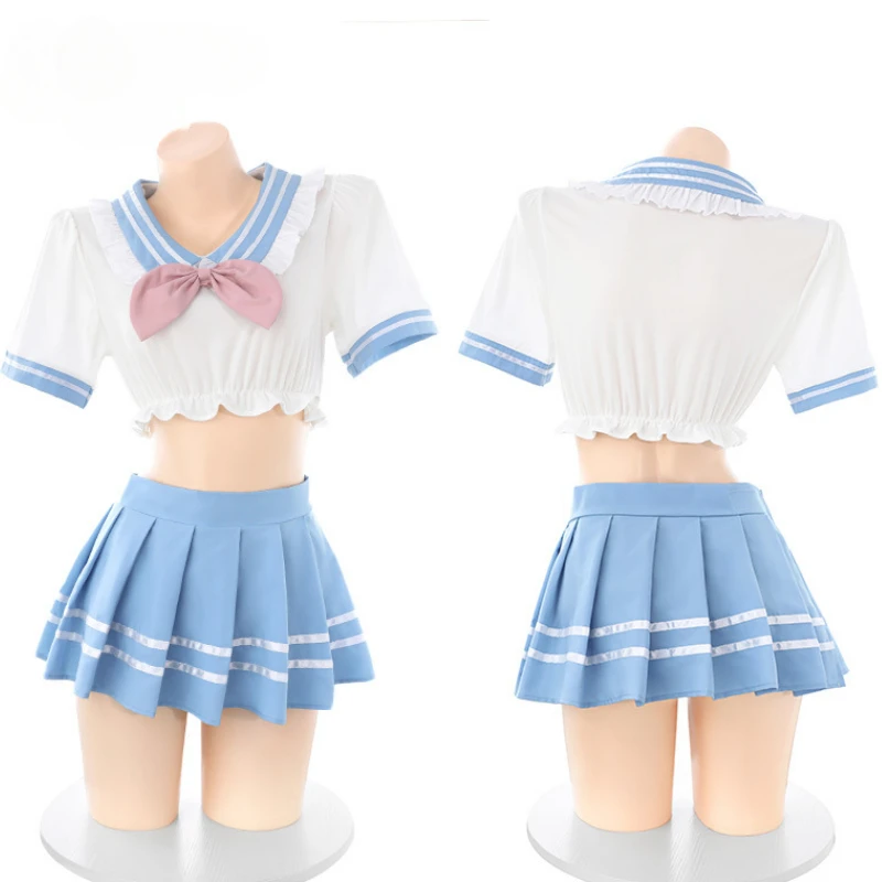 Girls Sexy Cute Japanese JK Student Uniform Lolita Cosplay Mini Skirt  Student Role Play Sexy Pleated Skirt Erotic Suits