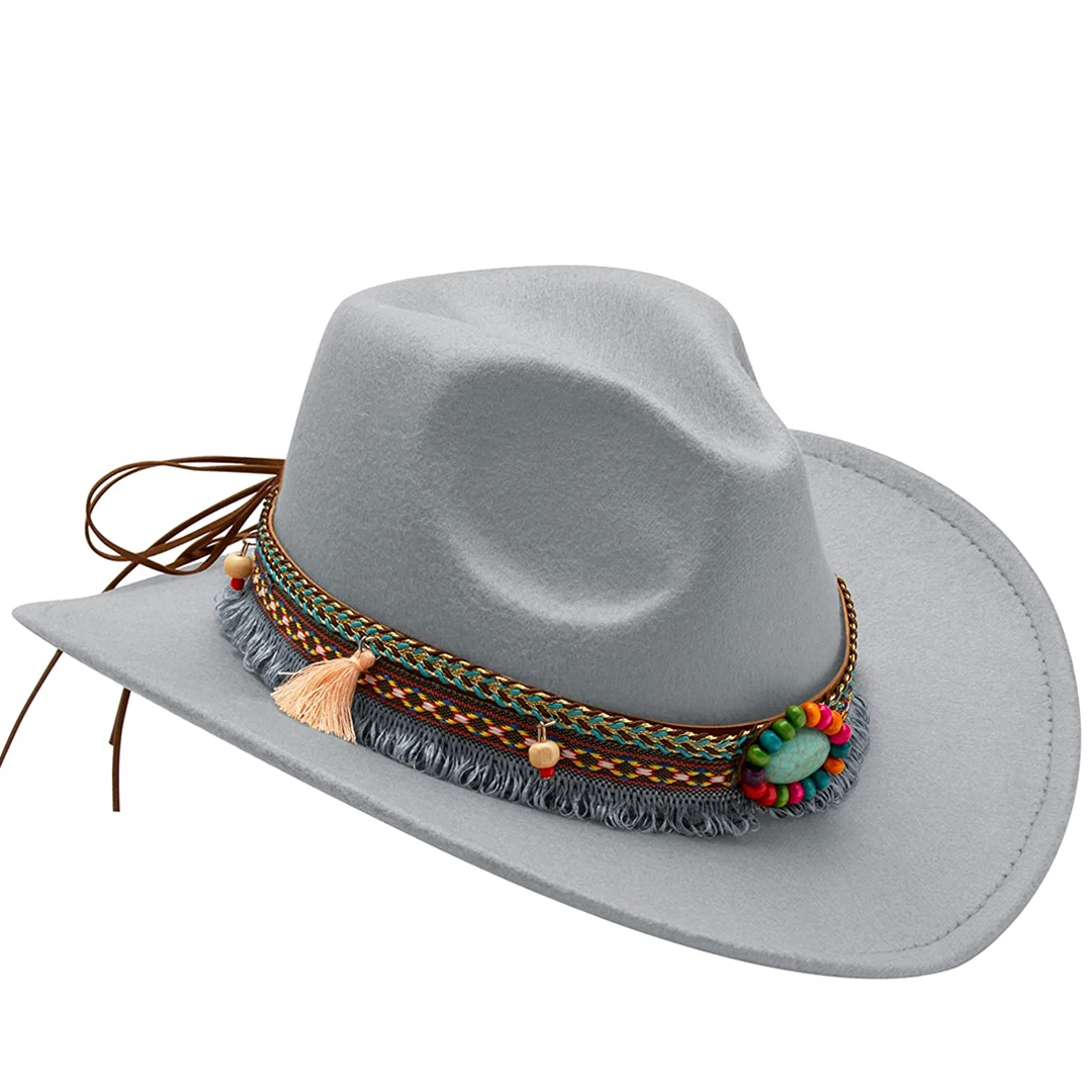 Unisex Western Cowboyhut aus Filz mit Quaste und Gürtel für Mädchen und Jungen, Cowboy-Accessoire für Kinder – Detail 5