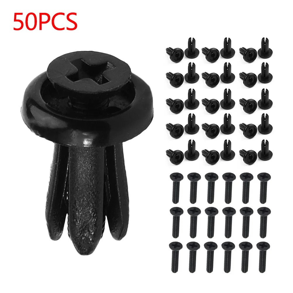 

50pcs 5mm Car Bumper Wheel Eyebrow Fender Clips Fastener Screw Ventilated Cover Plat Retainers Rivets Car Interior Accessories