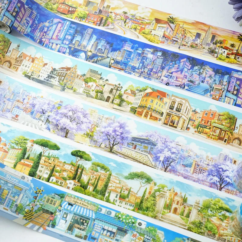 60mm*2m PET Street architectural landscape Tapes Creativity Scrapbooking Hand Account Adhesive hand made Junk Journal Supplies