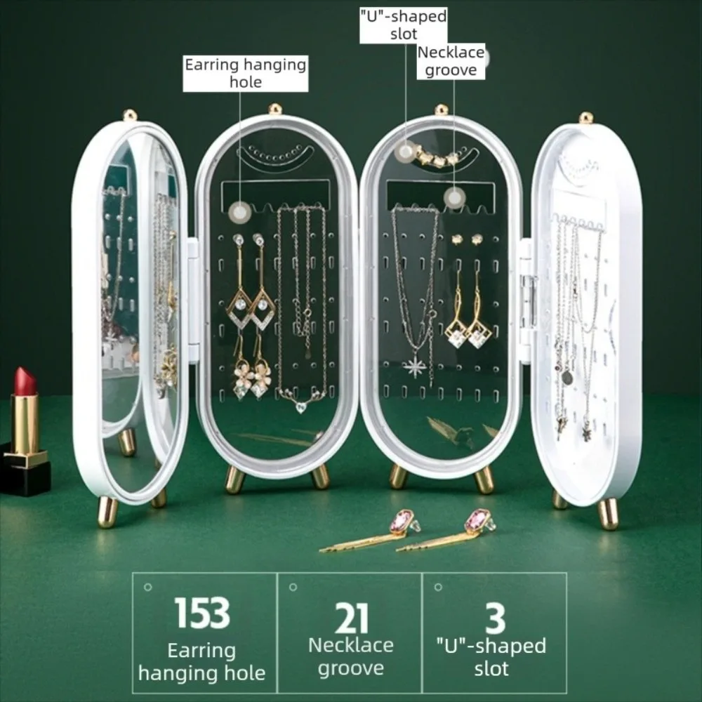 

High-end Jewelry Storage Box Exquisite Jewelry Rack Jewelry Packaging Gift Box Foldable with Mirror Jewelry Set Display Stand