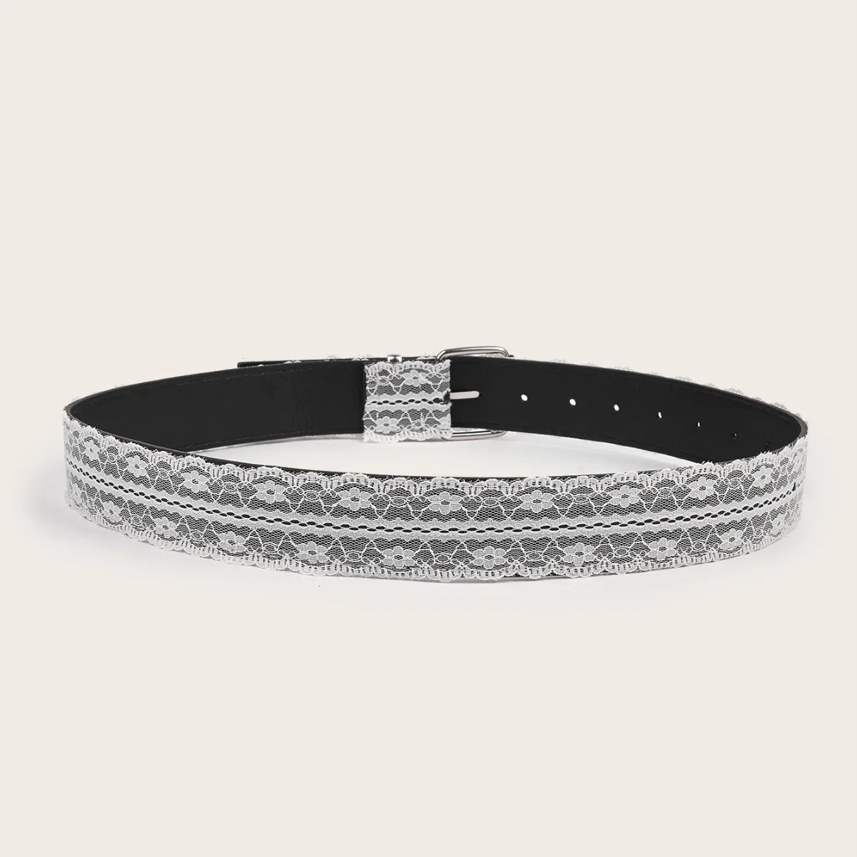 Beautiful Lace Waist Belt Leather Decor Accessory Gift Lace Waistband White Floral Casual Waist Strap Fashion Accent for Women