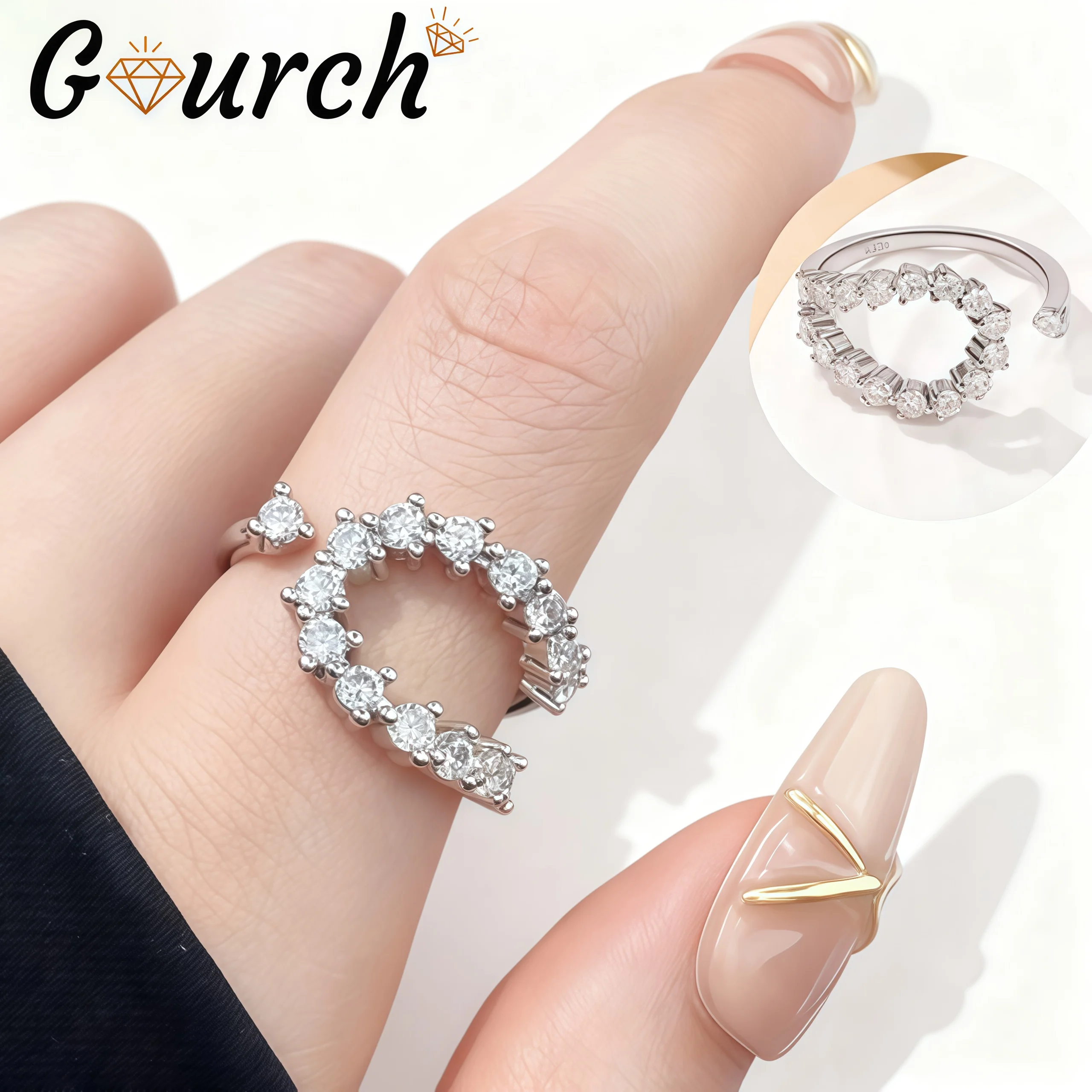 

Gourch D Color VVS1 0.78CT Moissanite Ring for Women S925 Sterling Silver plated 18k Rings Wedding Party Gift Fine Jewelry