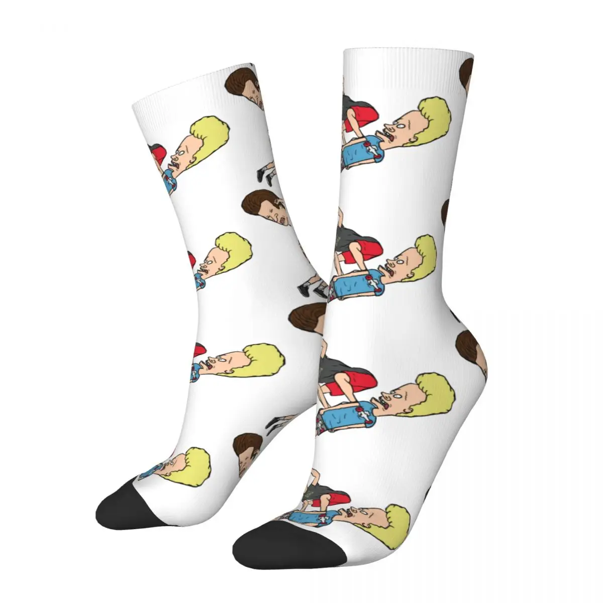 Hip Hop Vintage Skater Duders MTV Crazy Men's Socks Unisex Beavis And Butthead Street Style Pattern Printed Crew Sock Boys Gift