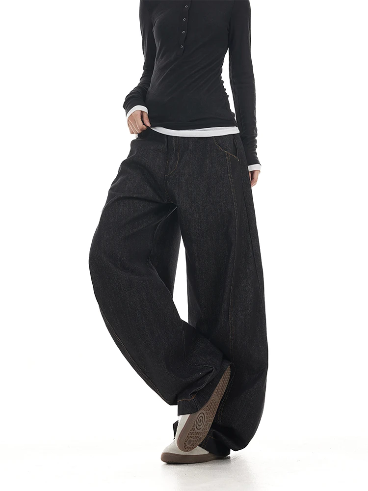

Retro American Cleanfit Wide Leg Knife Design Jeans Loose Baggy Straight Leg Jeans for Men And Women Casual Long Jeans
