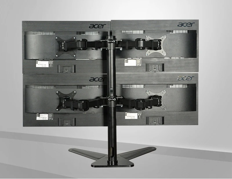 Desktop Quad Monitor Free Standing Mount Four Display Arm LCD Stand 4 Screen Fit for 10