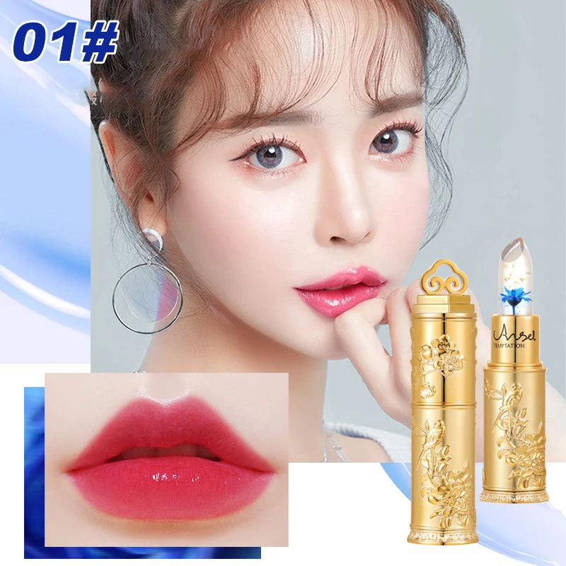 Waterproof Flower Lipstick Jelly Flower Transparent Color Changing Lipstick Long Lasting 6 Colors Flower Lipsticks Lip Balm 1PC