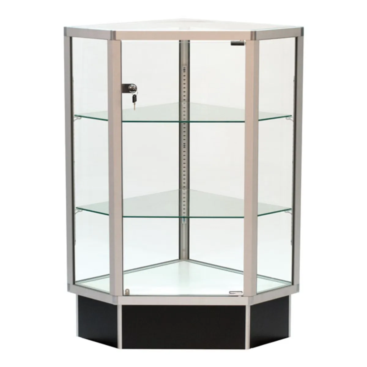 Custom.HIKUYA Custom Extra Vision Front Opening Corner Case Glass showcase untuk Toko Ritel