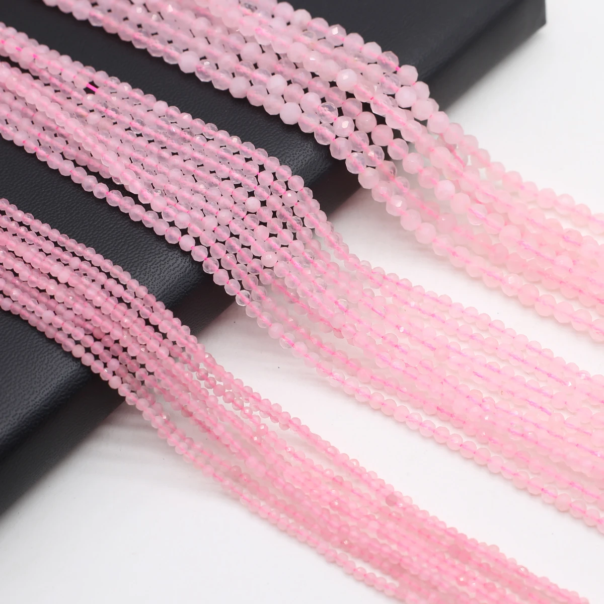 2/3/4mm Rose Quartz Round-Cut Beads Natural Stone Crystal Through-hole Beads for Jewelry Making Supplies DIY Necklaces Bracelets
