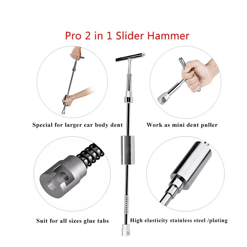 Tools Auto Repair Tool Car Dent Repair Dent Puller Kit 2 in 1 Slide Hammer Reverse Hammer Glue 43 cm long L