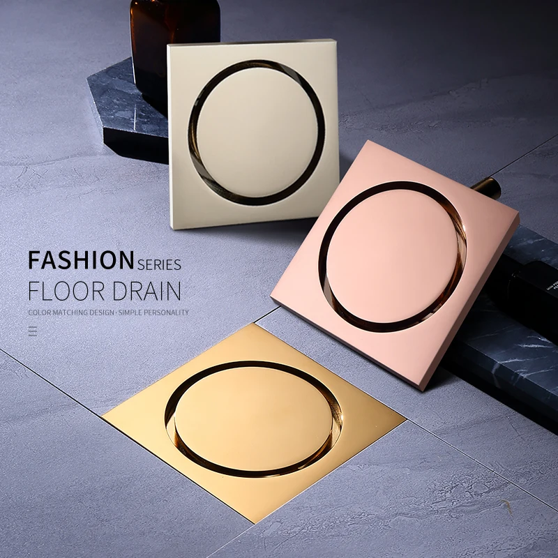 Brass Anti-odor Floor Drain Square Pop-Up Bathtub Cover Shower Room Push Down Shower Drains Plug for Home Bathroom Use