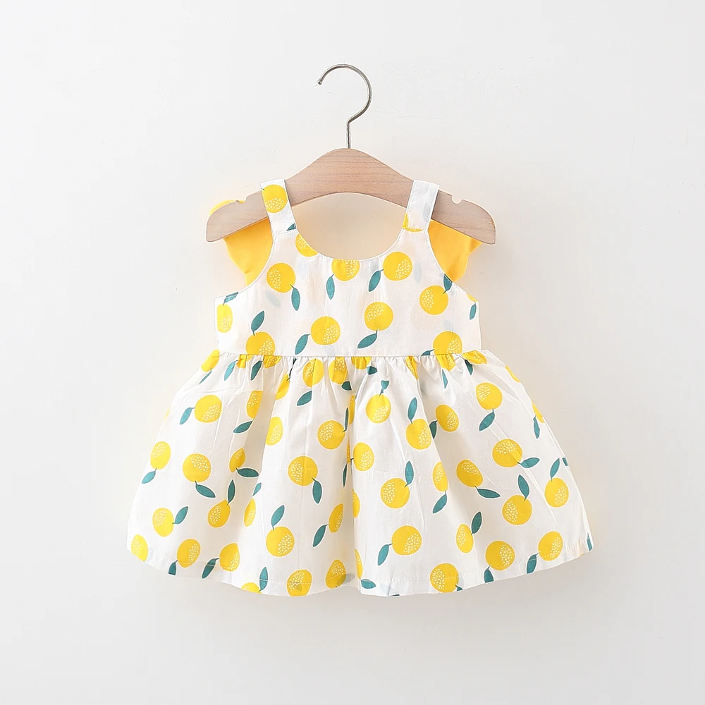 Children's Dress Summer 0-3 Year Old Girl Baby Back Wings Full of Printed Hanging Strap Princess Dress