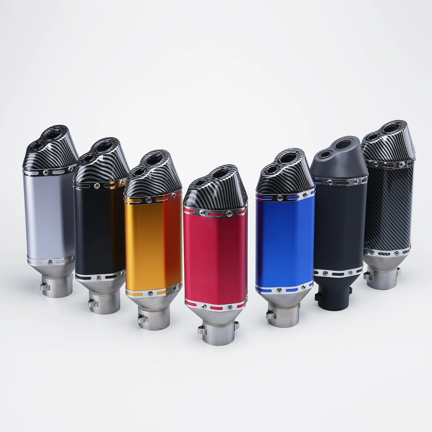 

short style Small hexagon double hole moto exhaust Pipr tail section modification suitable models Universal Connecting Slip-on