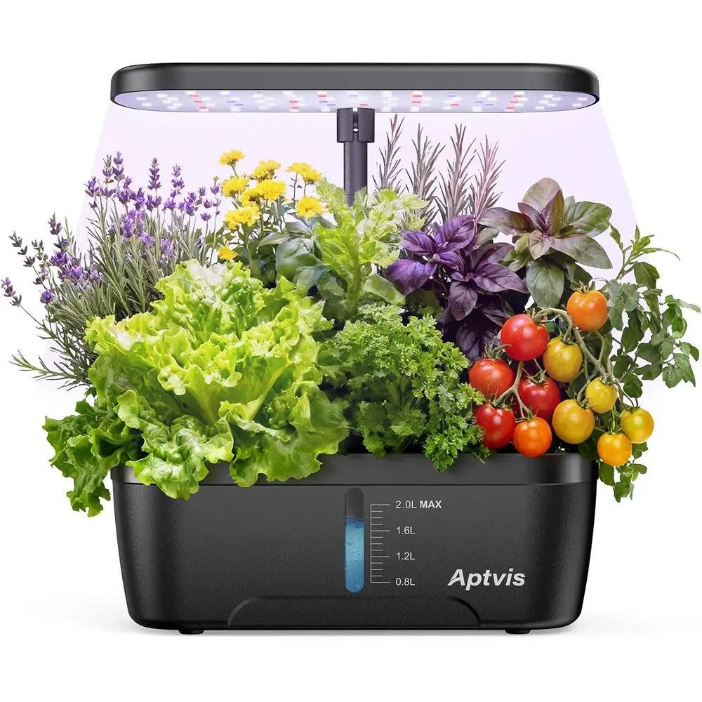 

Smart Indoor Herb Garden System with 6 Pods, LED Light, Auto Timer, Height Adjustable, Quiet Pump - Ideal for Gardening Gifts
