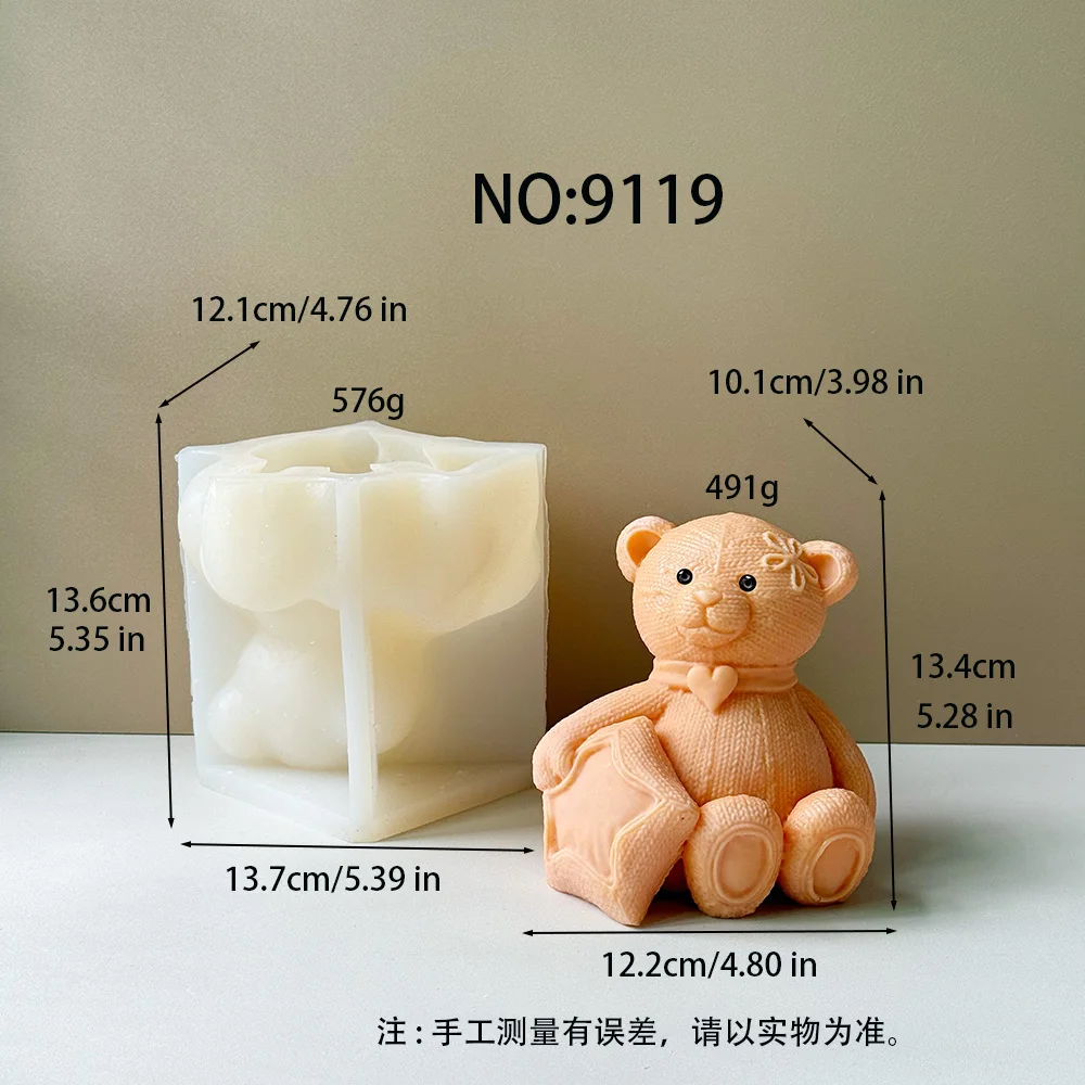 

3D Silicone Bear Mold with Star – DIY Candle Soap Resin Plaster Mould