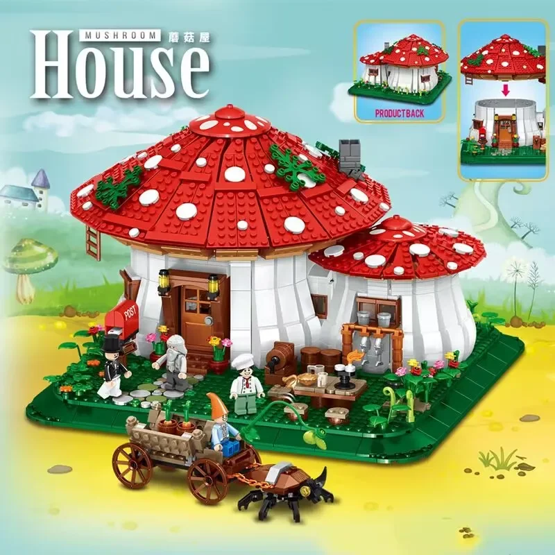 

2233pcs Fairy Tale Mushroom House Village Architecture Micro Building Blocks Mini Assemble Bricks Toys Children Christmas Gift