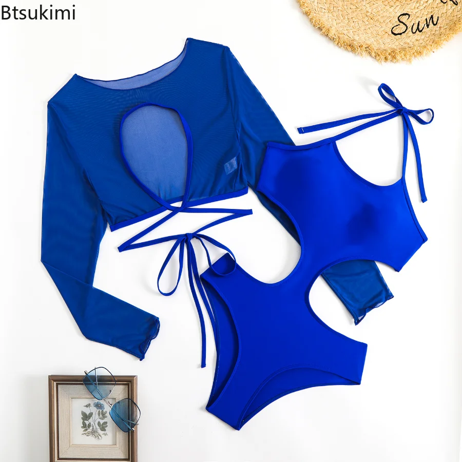 2025 Solid Vintage One Piece Swimsuit Retro Swimwear Women Swimsuit Bandeau Bathing Suit Beachwear Monokini Female Swimming Suit