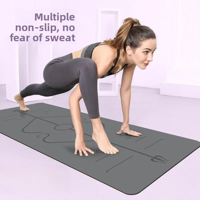 

Коврик для йоги, линия положения тела, упражнения для фитнеса, йоги, специальное утолщение, 5 мм, противоскользящая, амортизирующая и противоударная