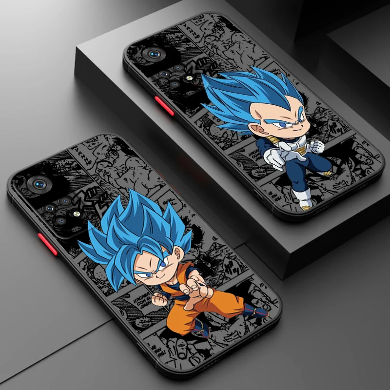 Cartoon D-Dragon Ball Saiyan Phone Case For Redmi Note 13 12 11 10 9 8 Pro Plus S T 5G 4G Matte Frosted Translucent Cover