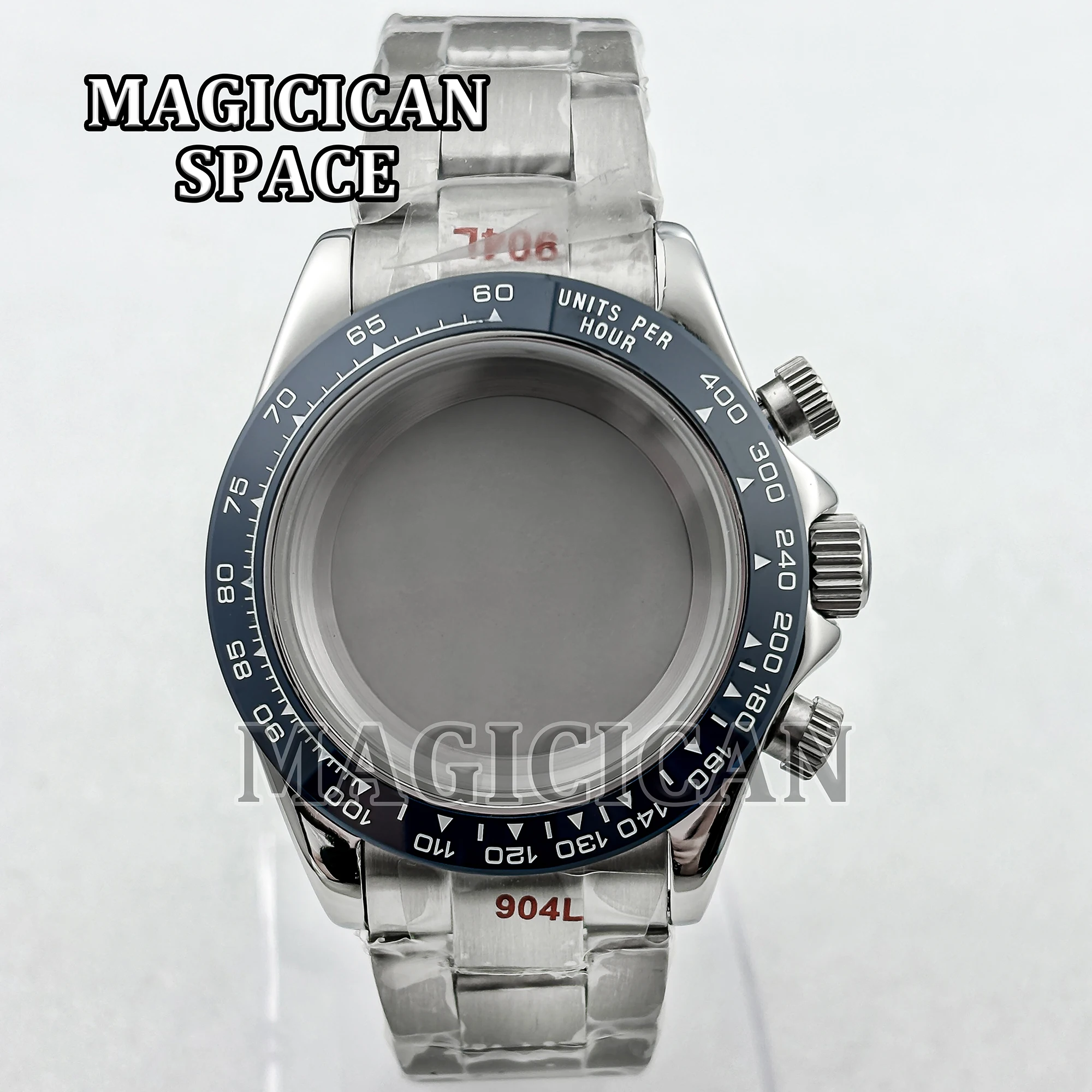 39mm Solid Stainless Steel Watch Case Dial Hands Bracelet 10ATM Waterproof Sapphire Crystal for Daytona VK63 Quartz Movement