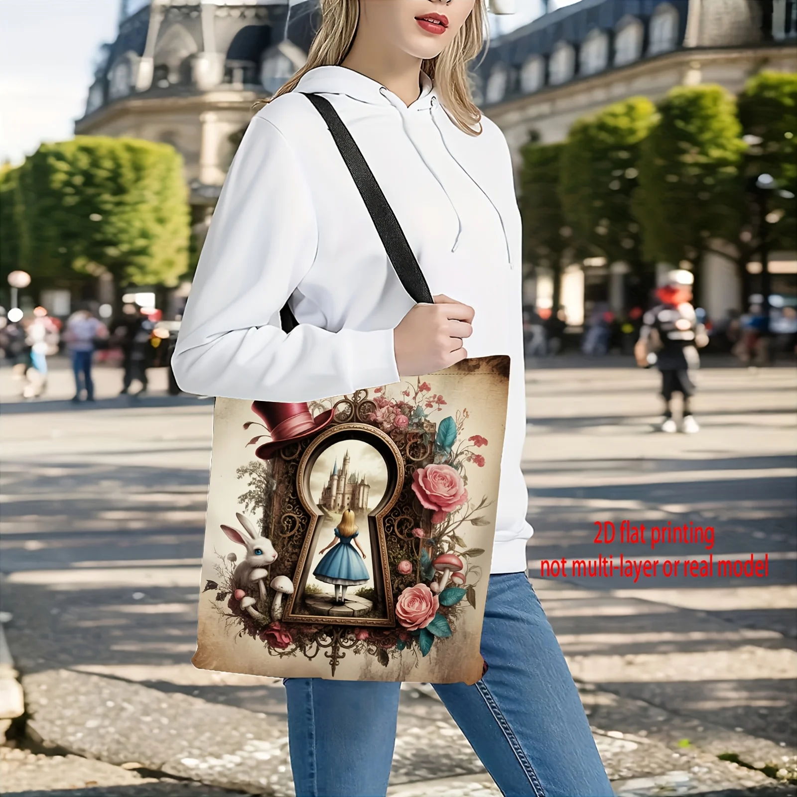 This Is a 2D Printed Casual Handbag Named Alice'S Fantasy Keyhole, Which Doesn'T Need Any Power.