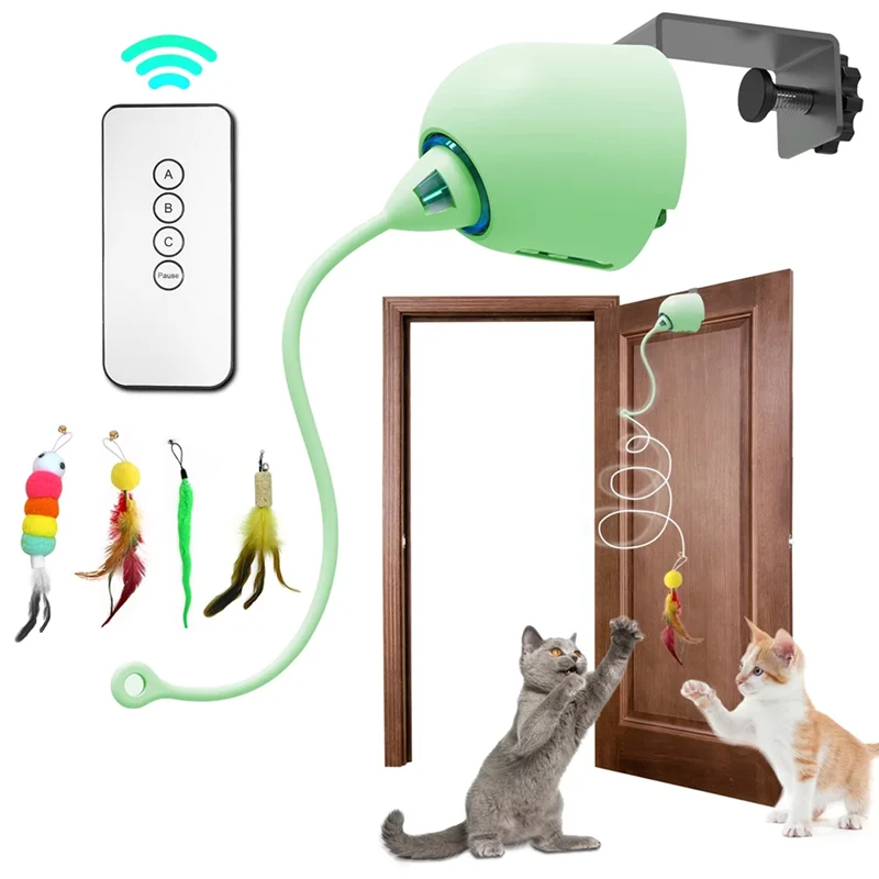 

N04R Hanging Electric Cat Toys For Indoor Cats Cat Teaser Toy Automatic Cat Toy Green